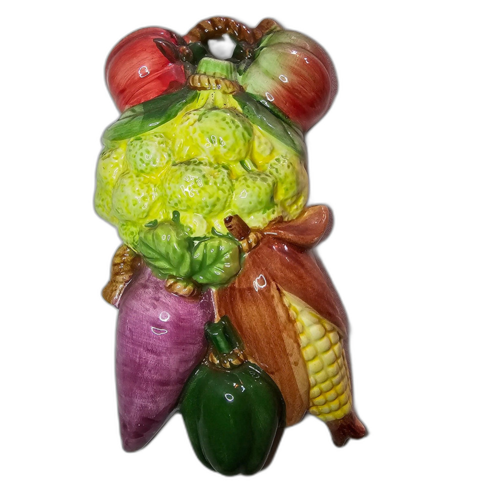 Vintage Ceramic Vegetable Plaque Wall Hanging Decor 5"x9" Kitchen Art